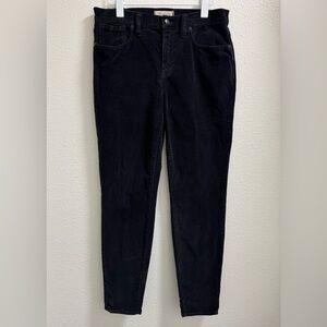 Madewell Velvet 9" High Riser Skinny Skinny Jeans Pants Velvet Black Womens 30